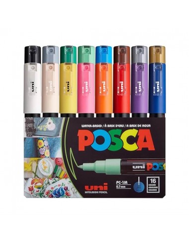 Set marcadores 1M Posca 0.7mm 16 colores