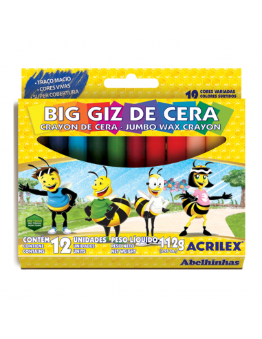 Set de 12 Crayones de cera, ACRILEX