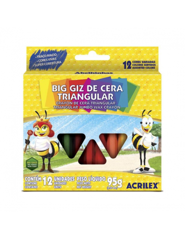 Set de 12 crayones triangular, ACRILEX