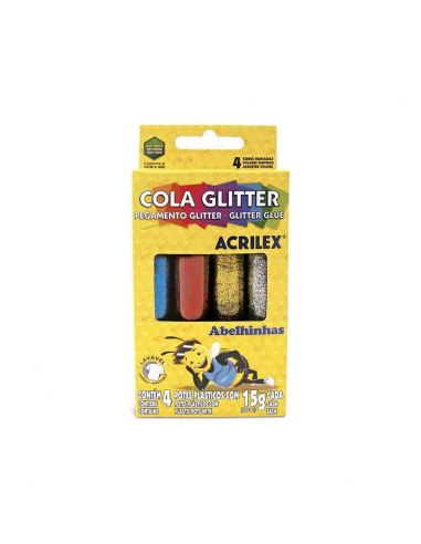 Set de 4 Pegamento glitter, ACRILEX