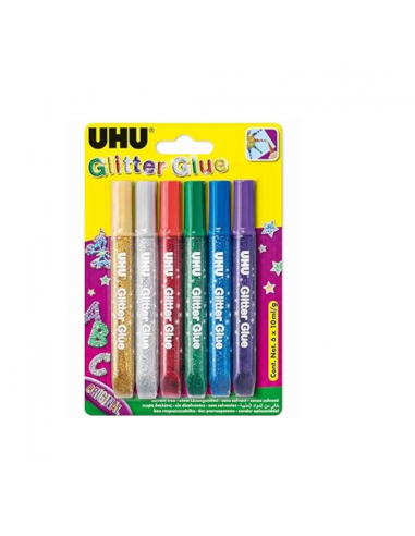 YC Glitter Glue 6x10ml UHU