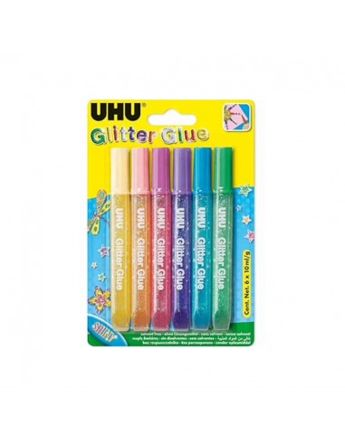 YC Glitter Glue 6x10ml Shiny UHU