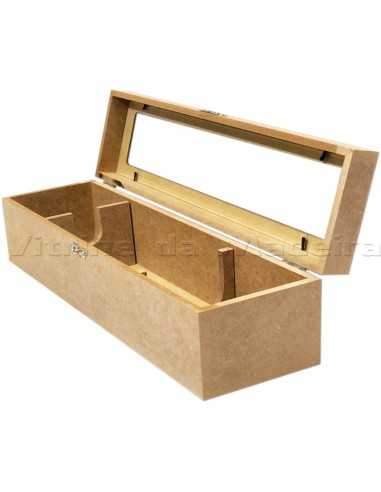 Caja porta vino con cristal 36x10x10cm